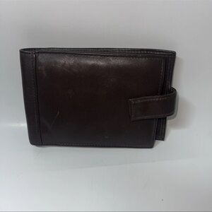 TUMI Mens Vintage Leather Slim DLX Palm 5 Case Bi-Fold Wallet Brown